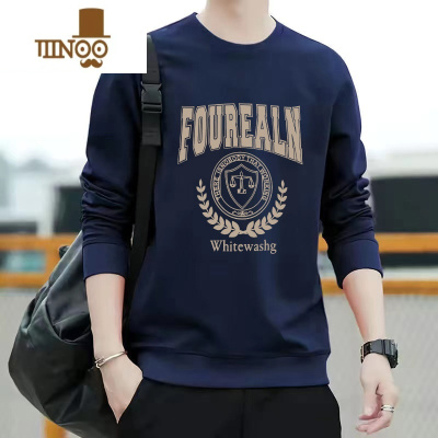 YANXU无帽圆领卫衣男薄款长袖外套潮牌2023年美式复古套头上衣服