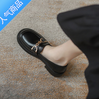 SUNTEK乐福鞋春2023新款女鞋黑色一脚蹬软底豆豆单鞋女英伦风百搭小皮鞋