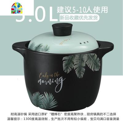 煲仔饭耐热陶瓷砂锅煲汤家用炖汤锅煤气炉专用小号沙锅燃气可高温 FENGHOU 5.0L绿之叶[掌柜推荐]可炖一只整鸡