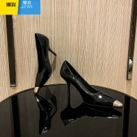聚范rose朴彩英同款高跟鞋细跟女2024新款气质小众高级感金属方头单鞋