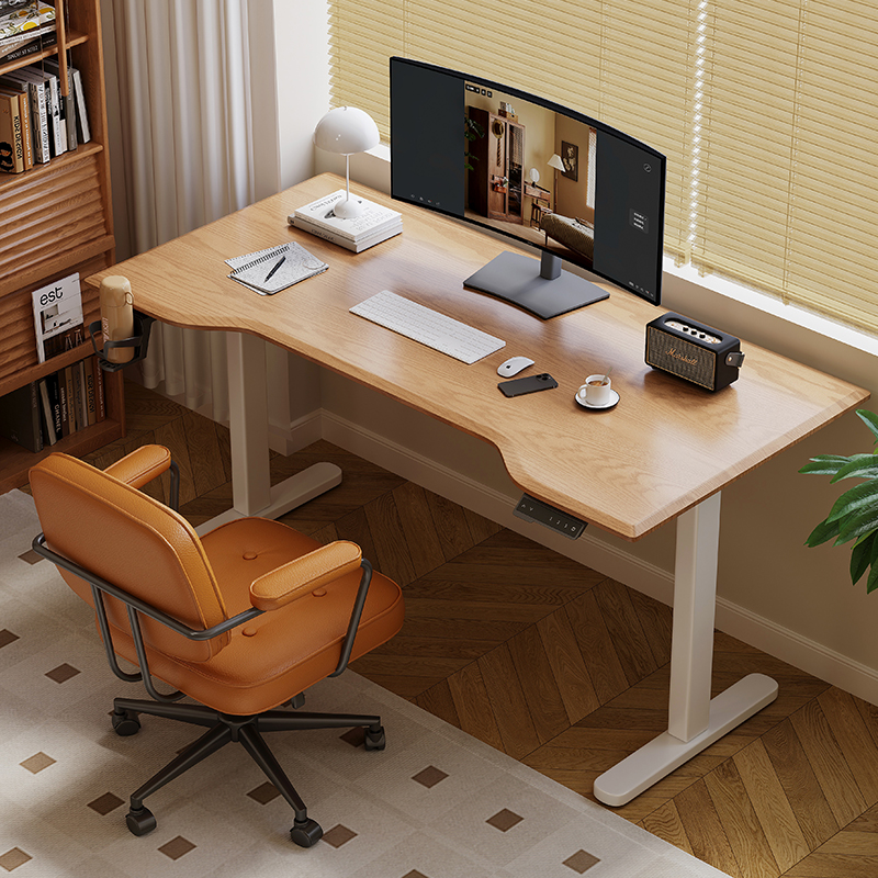 实木电动升降桌智能现代简约书桌家用电脑桌学习桌子阅读桌办公桌