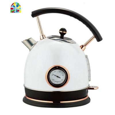 欧式创意电热水壶带温度计大容量自动断电家用个性防烫烧开水茶壶 FENGHOU 珍珠白1.8L