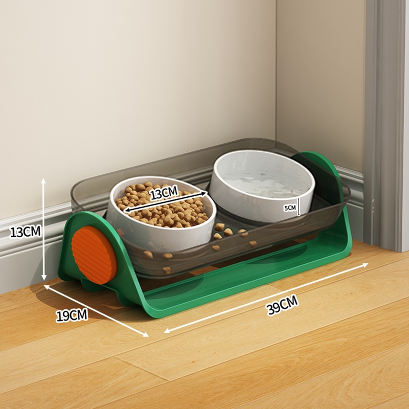 猫碗米妮陶瓷双碗猫粮盆猫咪喝水狗食盆狗狗用品高脚加菲猫专用扁脸碗