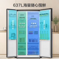 容声(Ronshen)BCD-637WD11HP家用无霜离子除菌大容量超薄嵌入式变频双门对开门冰箱