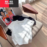 YIBUSHENG2024装新款白色正肩短袖t恤女修身基础洋气上衣体恤衫