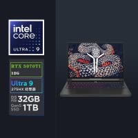 联想(Lenovo)拯救者Y9000P 2025 AI元启电竞游戏本笔记本电脑 定制(Ultra 9 275HX 64G 2T RTX5070Ti 2.5K240Hz)黑色