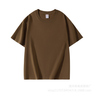 夏季高档男女式全棉正肩圆领短袖T恤220克百搭精梳棉文化衫