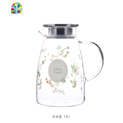 家用玻璃凉水壶耐热高温晾白开水杯冷水壶套装茶壶夏天大容量扎壶 FENGHOU 小号沐风水壶1.5L+4*大把杯+竹盘