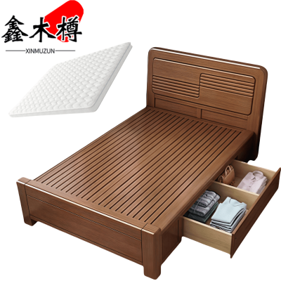 鑫木樽实木高箱床+床垫套装120*200cm套
