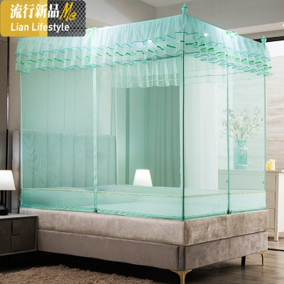 儿童防摔蚊帐家用有底支架坐床三开T型拉链方帐蒙古包1.5m床1.8 三维工匠