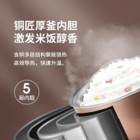 九阳黑金色4L方形电饭煲铜匠厚釜二级能效860瓦粥汤预约烹饪