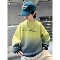 男童加厚毛衣冬季渐变色上衣新款中大儿童洋气韩版男孩针织衫