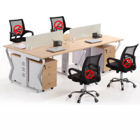 臻远 GWF-04 简约职员桌办公桌屏风工作卡位 对坐四人位含柜