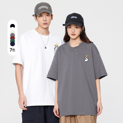 T恤男纯棉短袖潮牌情侣网红印花宽松休闲百搭圆领打底衫上衣男女_283