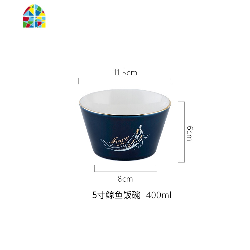 碗碟套装家用北欧一人食餐具情侣2人网红餐具ins碗筷单人一套精致 FENGHOU 蓝金6件套