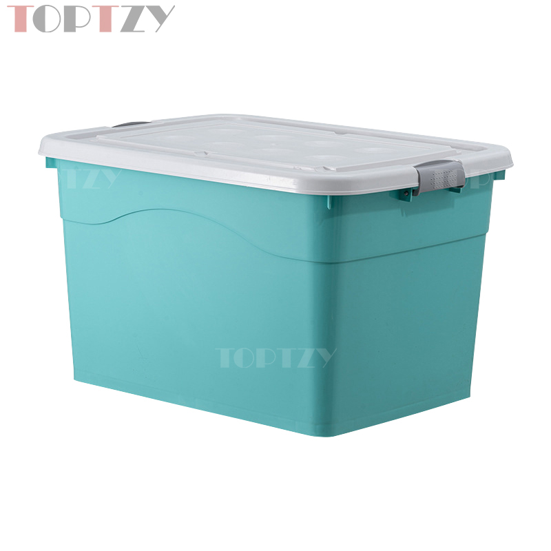 toptzy TZ3111306 塑料收纳箱衣服整理箱杂物储物箱子 60L绿色