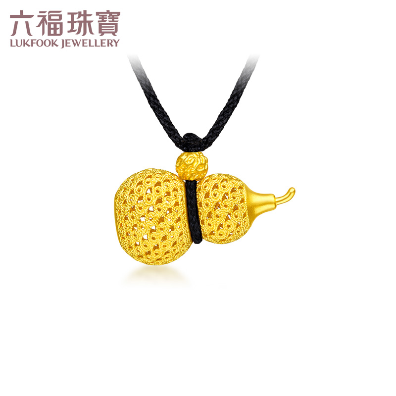 六福珠宝镂空花丝葫芦黄金吊坠配绳计价a03tbgn0001