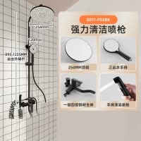 惠达(HUIDA)-5017 花洒套装 喷枪黑色花洒家用大顶喷淋浴套装入墙式59A铜淋浴器