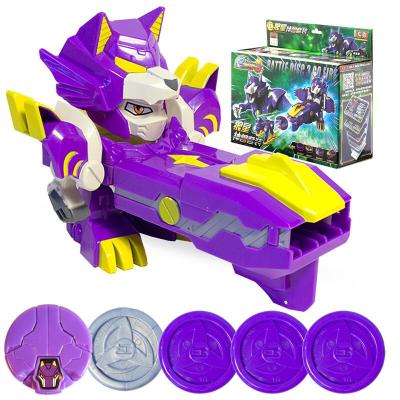 瑞华行激战奇轮3玩具儿童射击烈焰神兽神变形对战升级套装狼星神兽套装80237