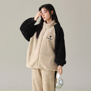 花花公子珊瑚绒睡衣女士冬保暖家居服套装加绒加厚2025新款高级感