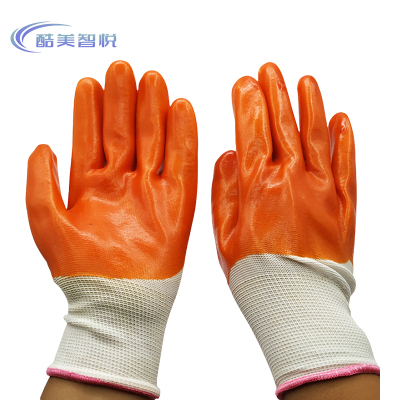 酷美智悦 PVC大号手套白纱橘色 KM-FH296 双