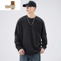 YANXU 260g长袖T恤男立体钢印宽松纯色内搭打底衫卫衣