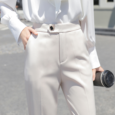 语娄西装裤女九分直筒2020秋季新款宽松烟管裤职业ol高腰小脚休闲西裤西裤