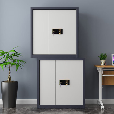 悦山钢制文件柜带斗分双节保密柜灰白套色指纹密码锁900*420*1850mmYSOA3fo07ZWHTB