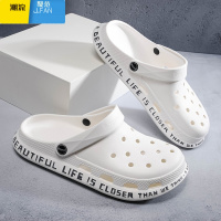 聚范男士洞洞鞋夏季个性防滑沙滩鞋潮流百搭软底凉拖鞋男室外包头凉鞋