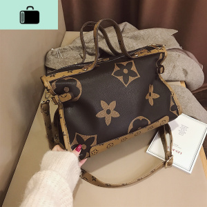 网红包包女2019新款冬季韩版手提包洋气大容量百搭时尚印花单肩包NEW LAKE 咖色女士单肩包 咖色