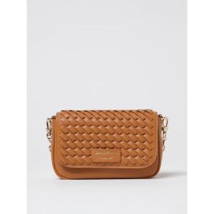 Emporio Armani编织小香风菜篮形单肩包女士日常可用皮革防水小巧时尚手提包 棕色