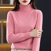 新款秋冬纯色高翻领羊毛衫女宽松内搭打底针织衫保暖百搭长袖上衣