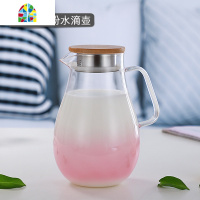 玻璃水壶可高温北欧风家用大容量凉白开水壶水杯套装玻璃冷水壶 FENGHOU 1.8L孔雀蓝水滴壶+4杯凉水壶