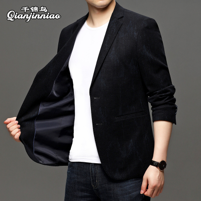 千锦鸟(Qianjinniao)春秋季新款西服单件上衣暗花纹商务休闲中青年潮款百搭上班职业装单西外套
