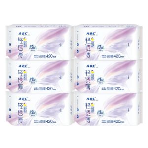 ABC卫生巾夜用加长甜睡系列420mm*3片*6包(18片)K89