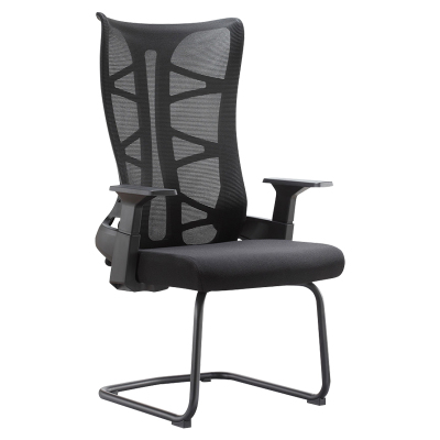 翌嘉 YJ-20083 办公椅人体工学椅会议椅 黑色高背款弓形椅