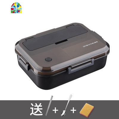 饭盒上班族分隔型微波炉加热专用学生女便当盒带盖成人男塑料餐盒 FENGHOU 粉(内胆)+餐具