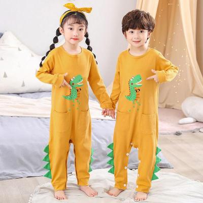 儿童连体睡衣长袖春秋男女童卡通恐龙薄款防踢被小孩家居服诺妮梦