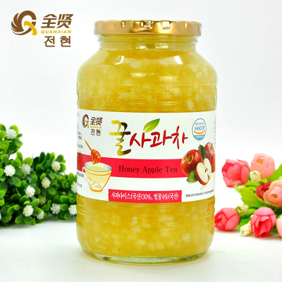全贤蜂蜜苹果茶1kg韩国原装进口冲饮水果茶果酱饮品奶茶店原料