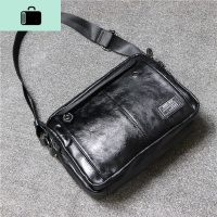 韩版男包单肩斜挎包时尚潮流大容量男士休闲邮差包 软皮机车包NEW LAKE 黑色男士斜挎包