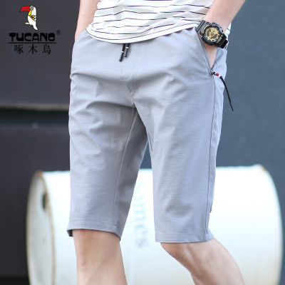啄木鸟休闲短裤男2021新品夏季男装男士松紧裤腰运动大裤衩薄款冰丝休闲韩版时尚裤子