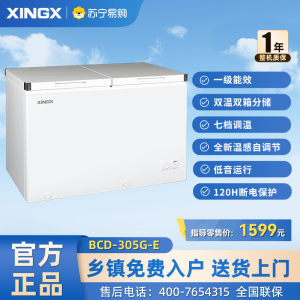 星星(XINGX) 305升 微霜商用卧式冰柜 左冷冻右冷藏卧式冰箱 顶开门双温双箱减霜80%冷柜BCD-305G-E