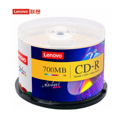 联想（Lenovo）CD-R光盘/刻录盘52速700MB台产档案系列50片桶装空白光盘
