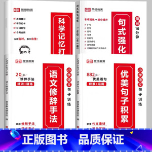 [推荐全4册]句式训练+优美句子+修辞手法+打卡计划 小学一年级 [正版]荣恒小学语文句式训练大全一二三四五六年级扩句仿