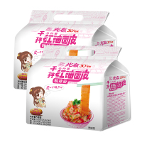 光友 红油面皮四连包 400g (100g*4袋)/ 包 * 2包组 宽面泡面 非油炸方便面 干拌面红油凉皮