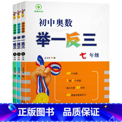 初中奥数举一反三[全一册] 七年级 [正版]初中奥数举一反三七年级八年级九年级上册下册数学思维训练 数学竞赛真题大全练习