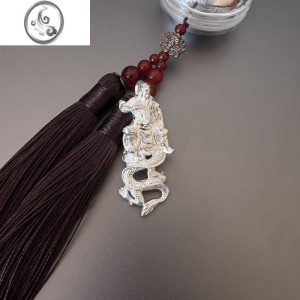 JiMiS990银银包牙银套装狼狗牙防裂保护镶嵌狼牙项链吊坠配件牙尖套银