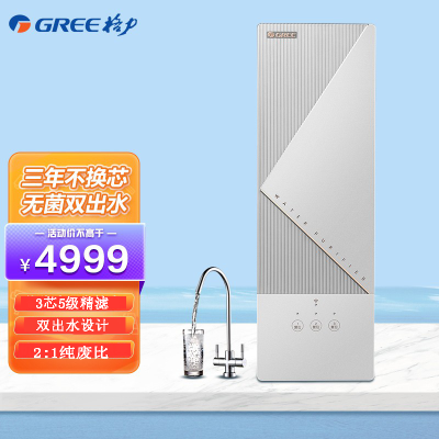 格力(GREE)净水器3年不换芯家用直饮RO反渗透过滤器无桶大通量33000L双出水直饮机WTE-PT60-3021