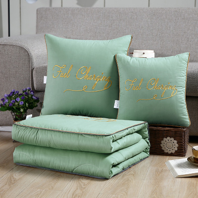 全棉刺绣抱枕被子两用纯棉加厚车载靠枕汽车靠垫办公室午睡枕头