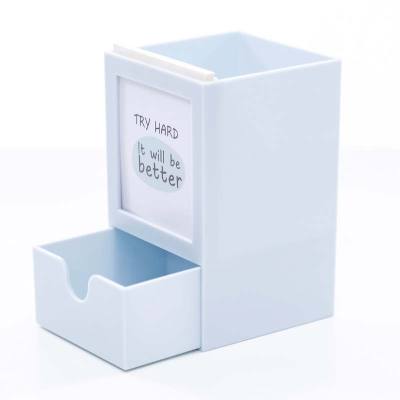 三维工匠笔筒ins文具收纳盒女创意时尚学生小清新可爱多功能少女心桌面摆件小学生网红儿童大容量双层化妆刷笔桶北欧灰色43